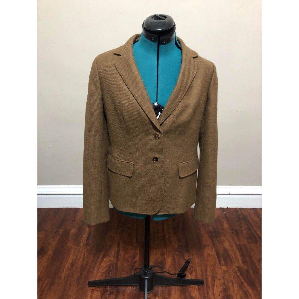 Lafayette 148 Wool + Silk Camel Brown Double Button Blazer, size 6